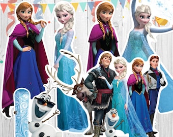 Frozen Centerpiece, Elsa, Anna Cake Toppers, Double-Sided, Digital File, You Print, Set of 6