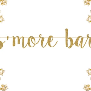 S&#39;more Bar Glitter Banner | birthday banner | glitter party decorations | photo prop | Wedding Celebrate| Gold Silver | Custom banner
