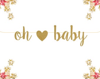 Oh Baby Glitter Banner | Baby Shower Banner, Gold Baby Shower Decor, Gold Glitter, Modern Baby Shower, Pregnancy Banner, Baby Announcement