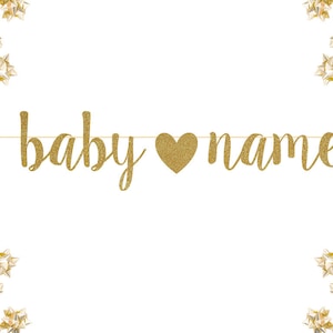 Baby Name Glitter Banner | Baby Shower Banner Gold Baby Shower Decor Gold Glitter, Modern Baby Shower, Pregnancy Banner, Baby Announcement