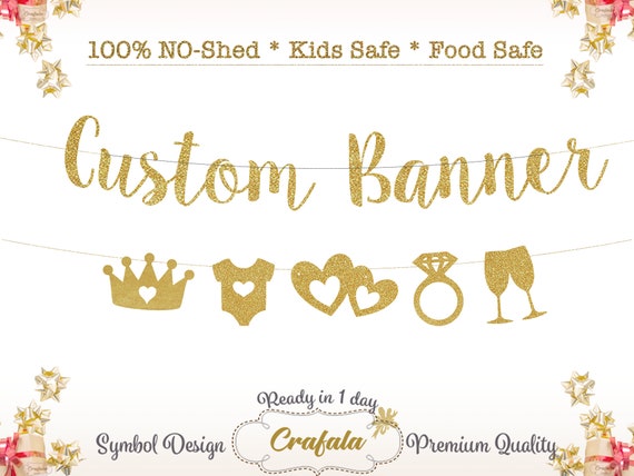 Custom Banner, Custom Glitter Banner, Glitter Banner, Glitter Garland, Custom Garland, Wedding Banner, Wedding Garland, Personalized, golden