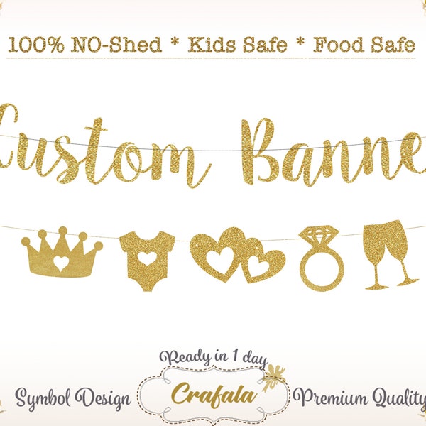 Custom Banner, Custom Glitter Banner, Glitter Banner, Glitter Garland, Custom Garland, Wedding Banner, Wedding Garland, Personalized, golden