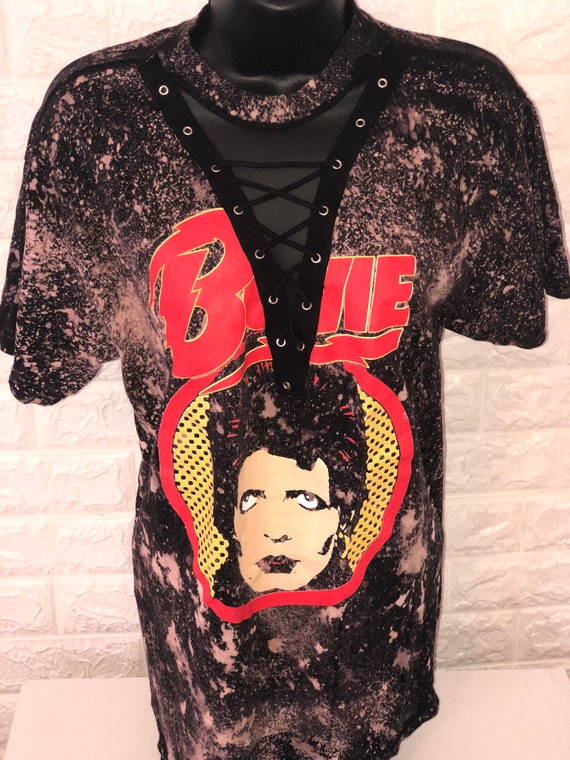 David Bowie T Shirt Acid Washed