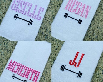 Personalized Barbell Sweat Towel, Monogrammed Gym Towel, Monogrammed Hand Towel Gifts, Sports Towel