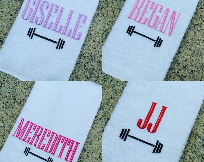 Personalized Barbell Sweat Towel, Monogrammed Gym Towel, Monogrammed Hand Towel Gifts, Sports Towel