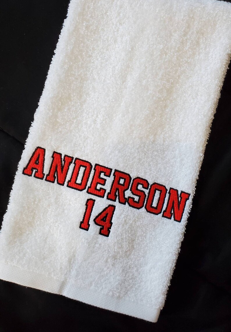 School Sports Name and Number Sweat Towel, Team Player Sweat Towel, Gym Towel, Personalized Sweat Towel Gifts, Sports Towel image 6