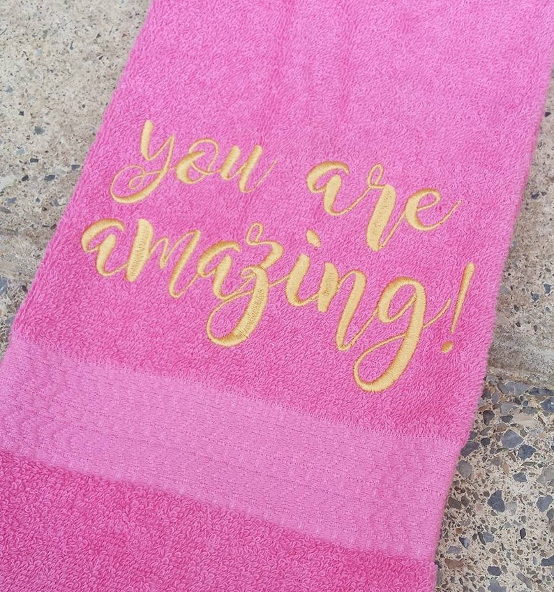 You Are Amazing Sweat Towel Gym Towel Personalized Hand Etsy