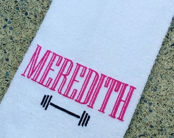 Personalized Barbell Sweat Towel, Monogrammed Gym Towel, Monogrammed Hand Towel Gifts, Sports Towel