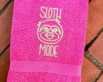 Sloth Mode Gym Towel: Funny Embroidered Sports Towel