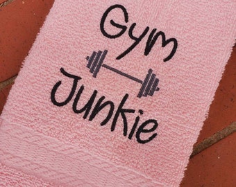 Personalisiertes Sporthandtuch: Individuell besticktes Sporthandtuch (16x26), Junkie