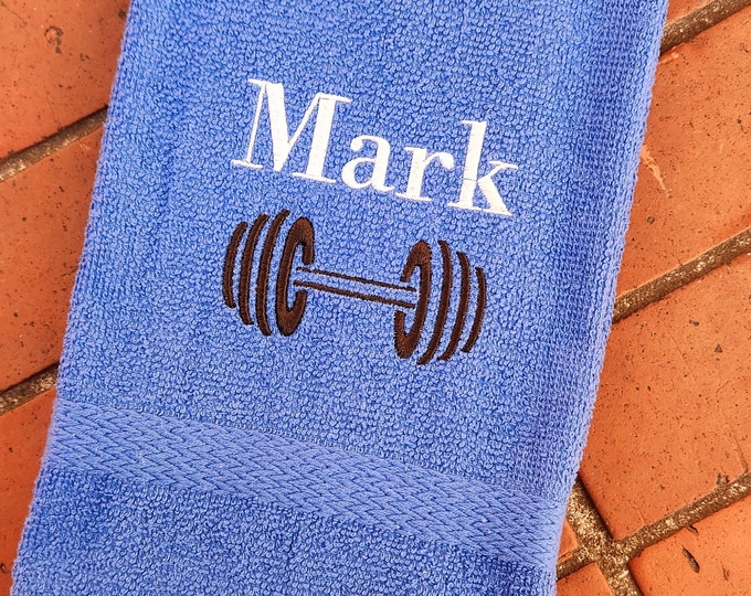 Personalized Chunky Barbell Sweat Towel, Monogrammed Gym Towel, Monogrammed Hand Towel Gifts, Sports Towel