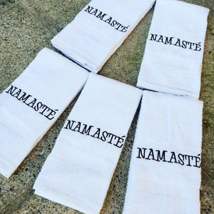 Namaste' Sweat Towel, Yoga Towel, Gym Towel, Embroidered Hand Towel Gifts, Sports Towel, Fitness Gifts, Exercise Towels