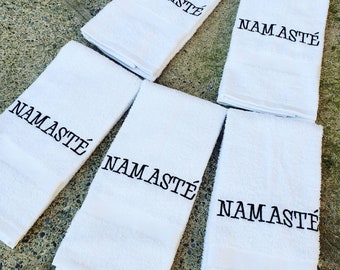 Namaste' Sweat Towel, Yoga Towel, Gym Towel, Embroidered Hand Towel Gifts, Sports Towel, Fitness Gifts, Exercise Towels