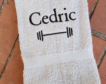 Personalized Barbell Sweat Towel, Monogrammed Gym Towel, Monogrammed Hand Towel Gifts, Sports Towel