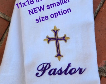 Toalla con monograma en forma de cruz de dos colores para la punta de los dedos: Regalo personalizado para la iglesia (28 x 46 cm)