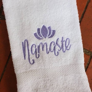 Namaste Lotus Sweat Towel, Yoga Towel, Gym Towel, Embroidered Hand Towel Gifts, Sports Towel, Fitness Gifts, Exercise Towels