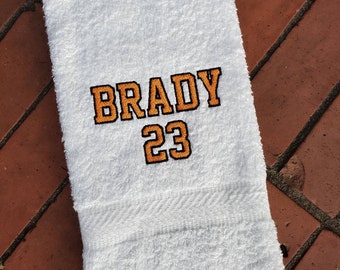 School Sports Name and Number Sweat Towel, Team Player Sweat Towel, Gym Towel, Personalized Sweat Towel Gifts, Sports Towel