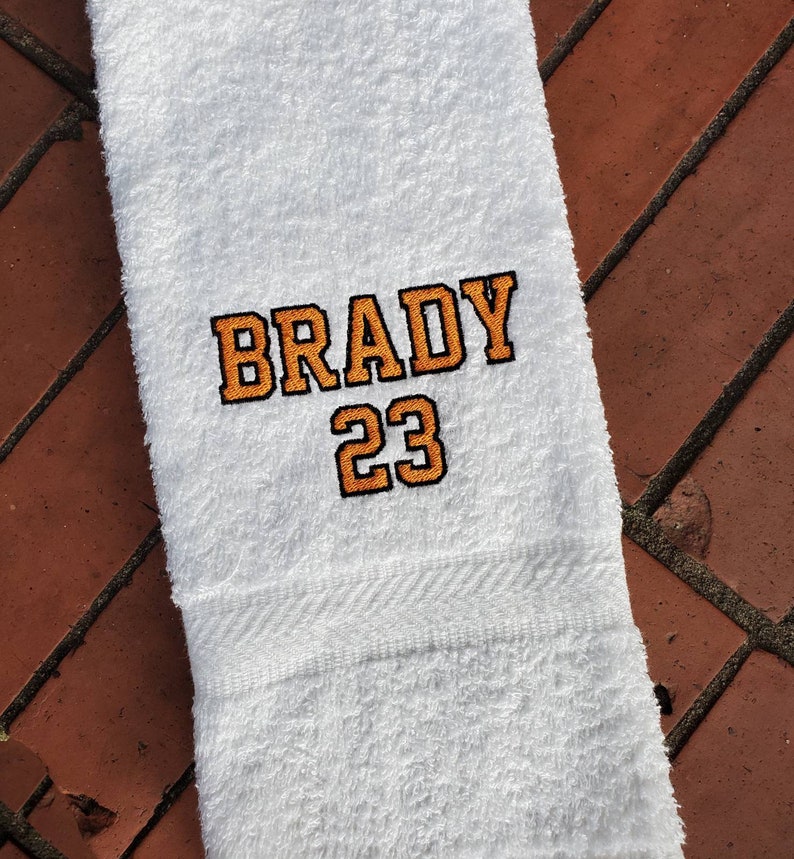 School Sports Name and Number Sweat Towel, Team Player Sweat Towel, Gym Towel, Personalized Sweat Towel Gifts, Sports Towel image 1