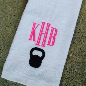 Monogrammed Kettlebell Gym Towel: Personalized Sports Gift