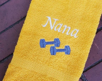 Double Dumbbell Sweat Towel, Monogrammed Gym Towel, Monogrammed Hand Towel Gifts, Sports Towel