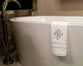 Monogrammed Hand Towel: Fancy Initial Decorative Bathroom Towel
