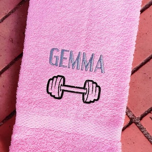 Personalized Barbell Outline Sweat Towel, Monogrammed Gym Towel, Monogrammed Hand Towel Gifts, Sports Towel