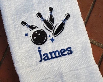 Personalized Bowler Sweat Towel, Monogrammed Gym Towel, Monogrammed Hand Towel, Bowling League Gifts, School Sports