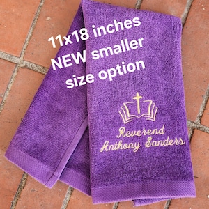 Monogrammed Cross And Bible Fingertip Towel: Personalized Pastor Gift (11x18 inches)