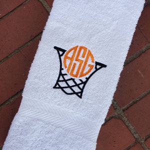 Monogrammed Basketball Hoop Towel: Personalized Sports Gift