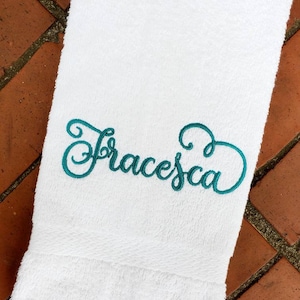 Personalized Swirly Font Sweat Towel: Embroidered Name Gym Towel