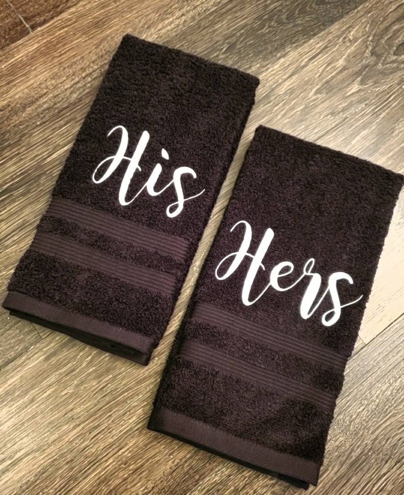 His and Hers Bathroom Hand Towel Set Embroidered Towel Etsy