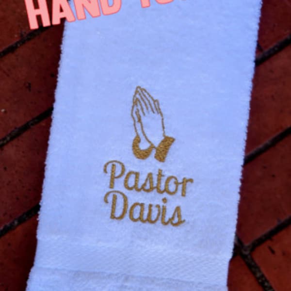 Religious Personalized Praying Hands HAND Towel, 16x26 Inches in Size, Monogrammed Gym Towel, Name and Cross Gifts, Sports Towel