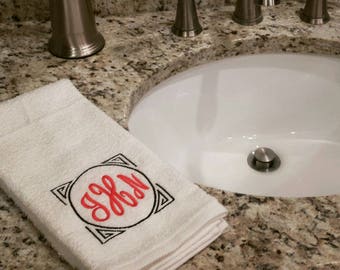 Decorative Square Monogrammed Towel for Bathroom, Sweat Towels, Decorative Towels, Personalized Towels, Monogrammed Towels, Home Decor