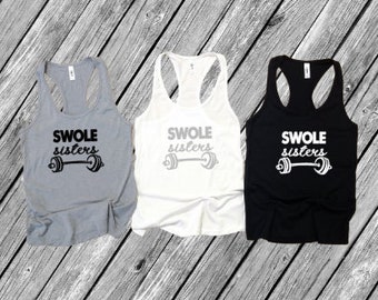 Swole Sisters Racerback Tank, Gym Tank, Friends, Gym Buddies Gifts, Gym Clothes