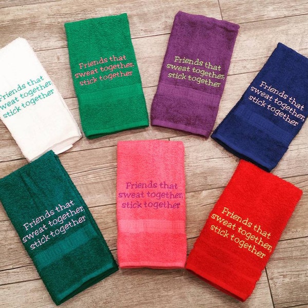 Friends that Sweat Together Sweat Towel, Gym Towel, Embroidered Hand Towel, Personalized Towel Gifts, Sports Towel