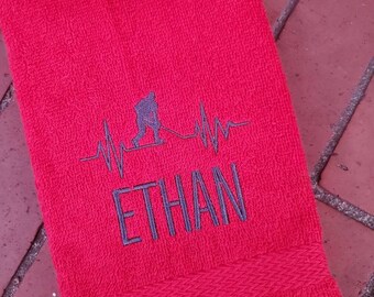 Personalized Hockey Player EKG Sweat Towel: Sports Gift