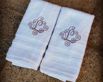 Fancy Monogram Hand Towel: Personalized Decorative Bathroom Towel