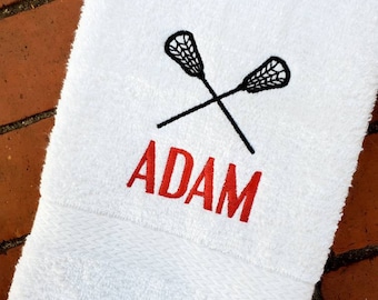 Personalized Lacrosse Player Sweat Towel, Gym Towel, Personalized Towel, Sports Towel Gifts, School Sports