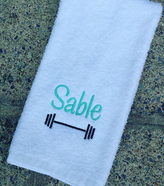 Personalized Barbell Sweat Towel, Monogrammed Gym Towel