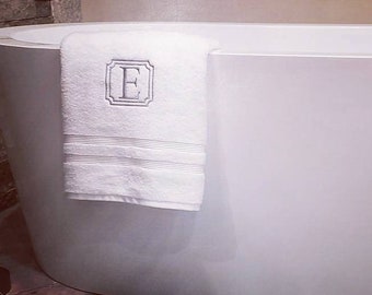 Framed Initial Towel, Hand Towel, Bath Towel, Monogrammed Bath Towel Gifts, Home Decor