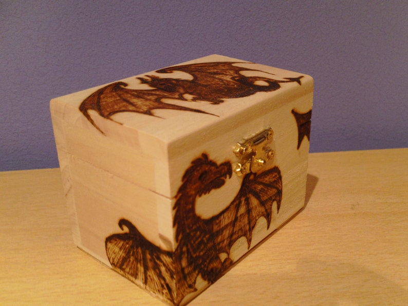 Dragons Stylised Wooden Treasure Chest Gift Jewellery Box Etsy UK