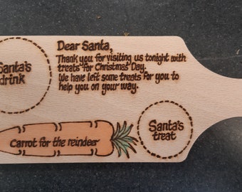 Santa treat board - Santa treat plate - with your child's name - birch wooden platter - FREE personalisation