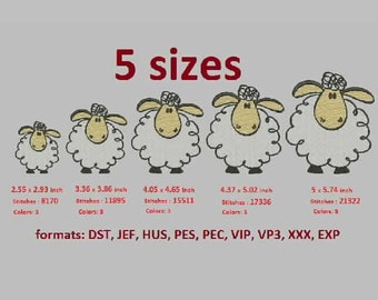 Sheep Embroidery Design, Fill Stitch Sheep, Cute Sheep Machine Embroidery Lamb instant download dst, jef, hus, pes, pec, vip, vip3, xxx, exp