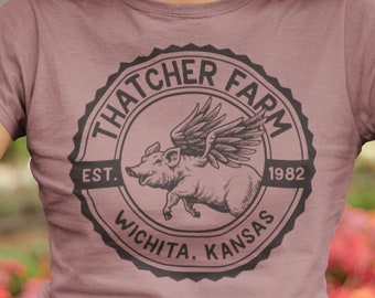 Country farmhouse t shirt // Custom flying pig tee  // Vintage Personalized farm gift  //  Pig lovers gift // Farm animal designs