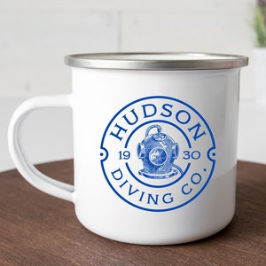 Diving helmet mugs // Distressed milk mug // Vintage coastal kitchen decor //  Personalized wedding gift