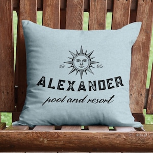 Nautical pillow cover // Linen throw cushion // Personalized Sun Compass pillow // Beach house decor // Pool and Resort design