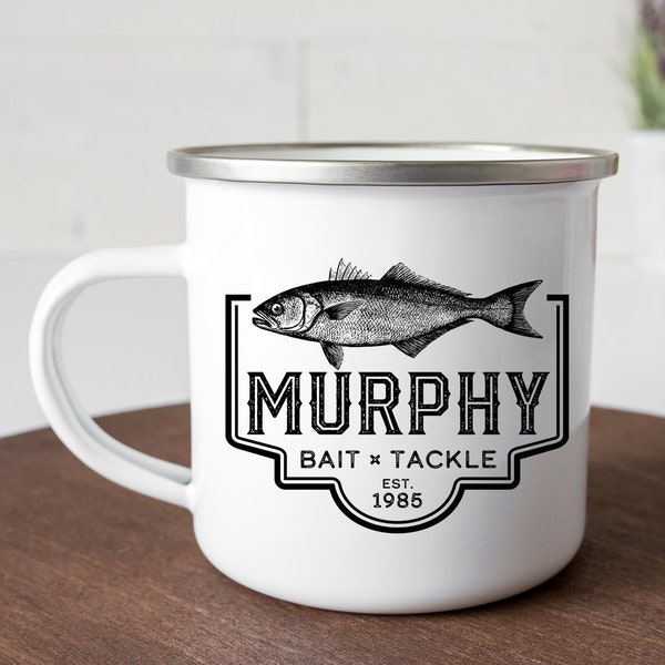Personalized fish coffee mug // Gift for fisherman // Custom birthday gift for him  // Bait and tackle gift