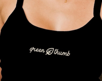 Green Thumb Embroidered Tank Top, Gardener Gift, Plant Lover Tank, Nature Lovers Tank top, Cute Gardening Top, Plant Mom Tee, Earthy Eco Top