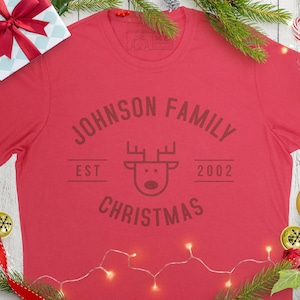 Matching Family Christmas t shirt // Personalized reindeer pajama top // Custom Christmas morning shirt  // Vintage holiday hoodie