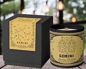 Gemini Constellation Candle // June Birthday gift for her // Custom Astrological Sign Present  // Star Gazer Scented Candle